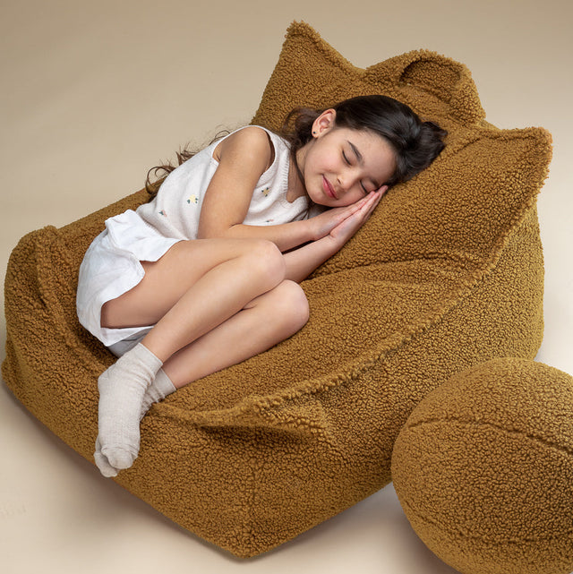 Silla de bolsas de frijol de arce y set otomano