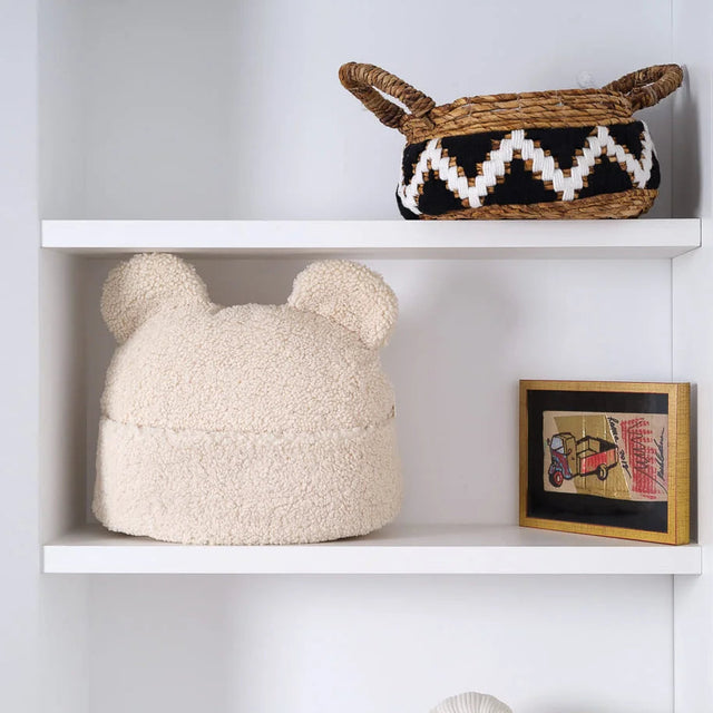 Bolsa de peluche blanca crema