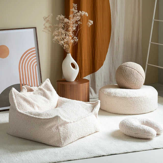 Silla de bolsa de frijoles blancos crema