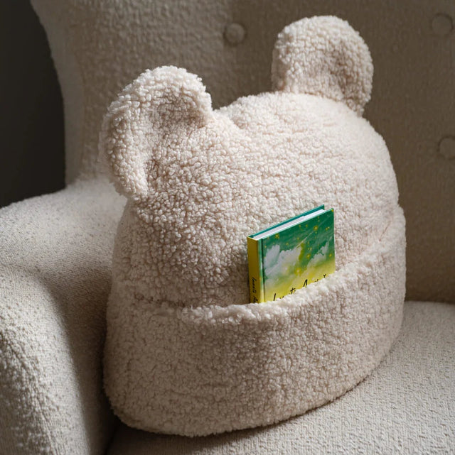 Bolsa de peluche blanca crema