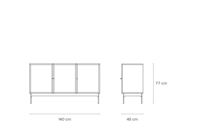 Medidas aparador Blur 140cm Roble Slowdeco