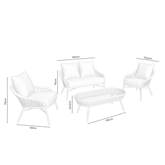 Conjunto de Jardín Salónica Beige | Sofá & Sillones & Mesa Centro