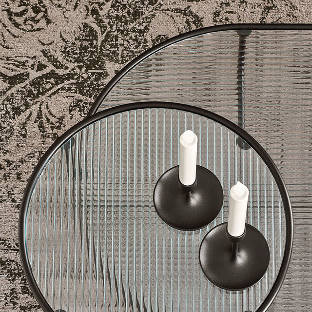 Mesa de Centro Ovalada Nix 120 Vidrio & Negro