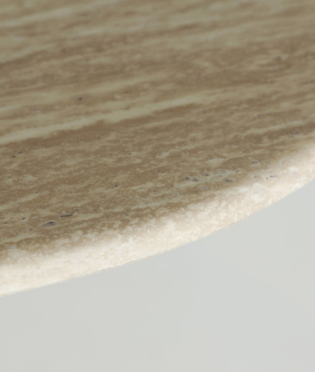 Vista detalle mármol sintético Mesa de Comedor Ovalada Verona 180 cm blanca marrón Kodu Homedesign Slowdeco