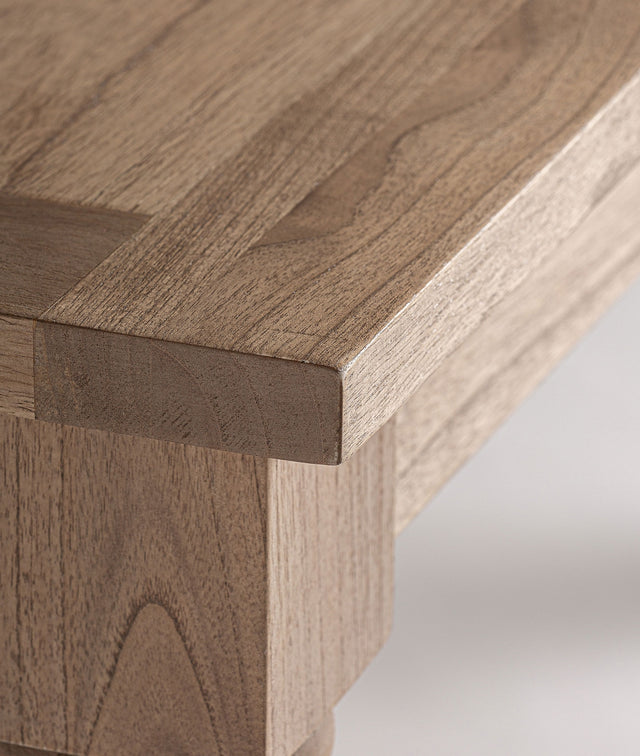 Vista detalle tapa encimera Mesa Rectangular Nyry 180 cm en madera de mindi Kodu Homedesign Slowdeco