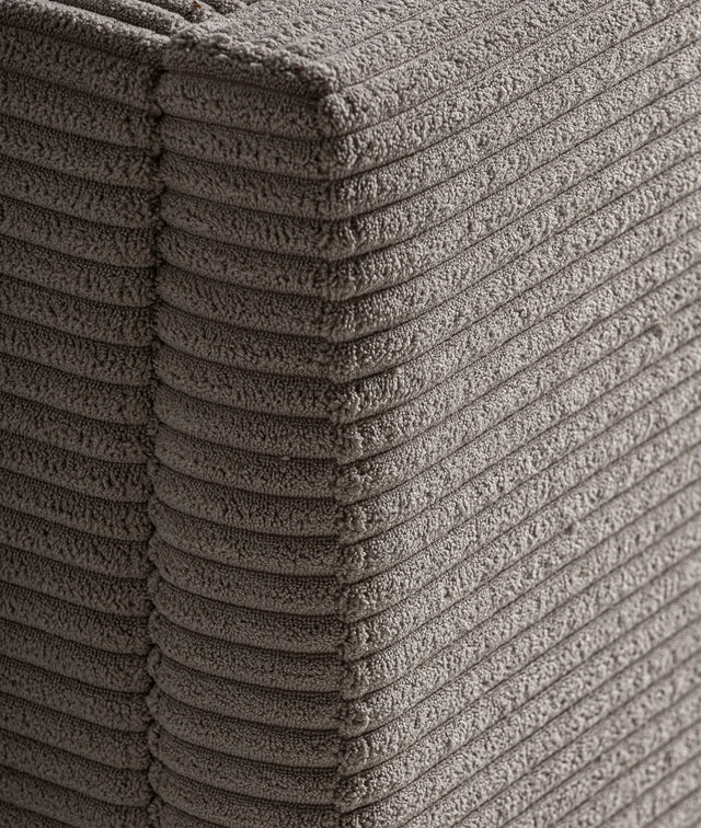 Vista detalle tela Cama Tapizada Pana Beige - colchón 150 cm lamas madera de pino Kodu Homedesign Slowdeco