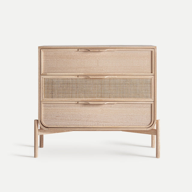 Vista frontal Cómoda Weurtz 90 cm Fresno & Ratán Kodu Homedesign Slowdeco