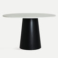 Vista frontal Mesa de Comedor Redonda Noth diámetro 120 cm blanca y negra Kodu Homedesign Slowdeco