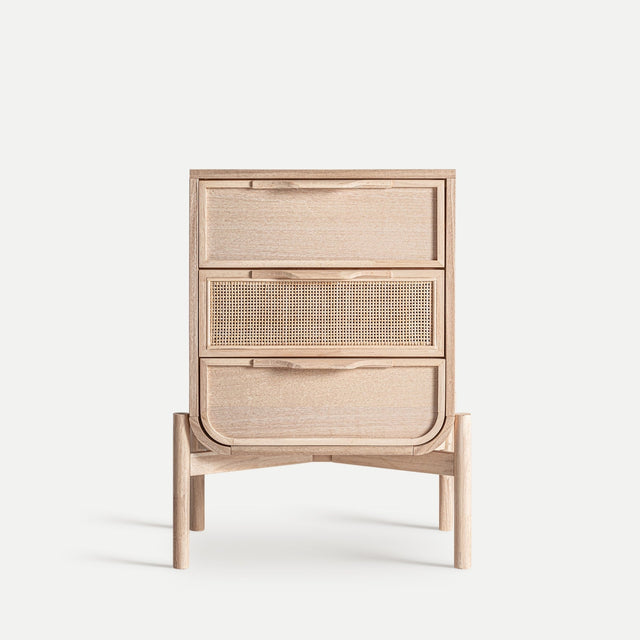 Vista frontal Mesita de Noche Weurtz 52 cm Fresno & Ratán Kodu Homedesign Slowdeco