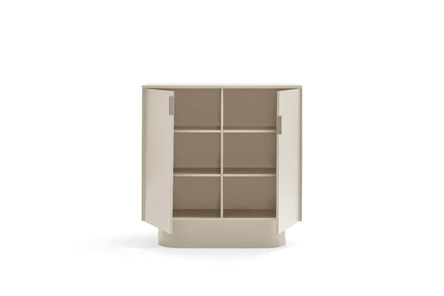 Vista frontal Mueble Auxiliar Totem 110 cm Arena puertas abiertas Teulat Slowdeco