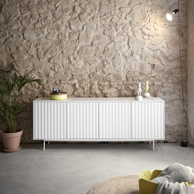 Vista frontal aparador sierra 210 cm blanco salón comedor Teulat Slowdeco