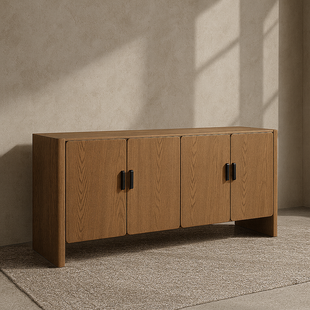 Vista lateral Aparador Busk 160 cm Madera de fresno en color marrón claro comedor salón Kodu Homedesign Slowdeco