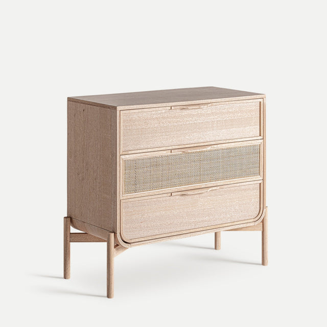 Vista lateral Cómoda Weurtz 90 cm Fresno & Ratán Kodu Homedesign Slowdeco