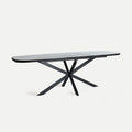 Vista lateral Mesa de Comedor Extensible Rectangular Droux 180 - 220 cm con estructura de hierro y tapa en madera DM y cerámica  Kodu Homedesign Slowdeco