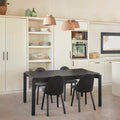 Vista lateral Mesa de Comedor Rectangular Atlas 180 cm lacada Negra cocina Teulat Slowdeco