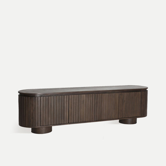 Vista lateral Mueble TV Kolga 180 cm madera mango Kodu Homedesign Slowdeco