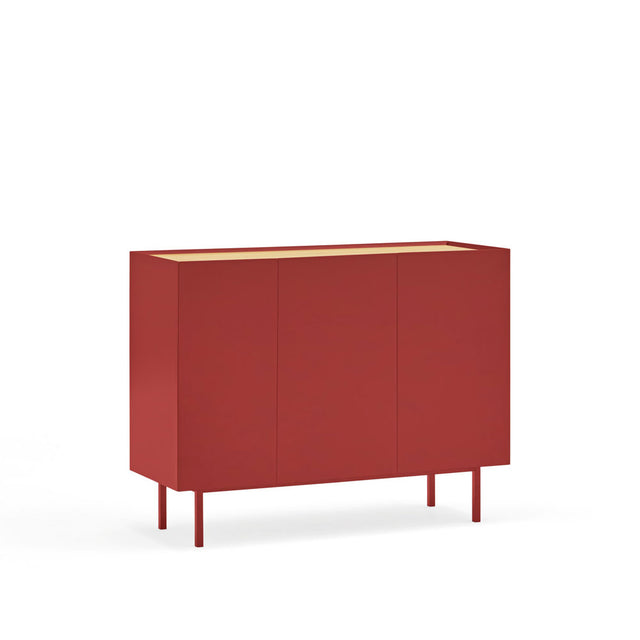 Vista lateral aparador Arista 110 cm rojo burdeos