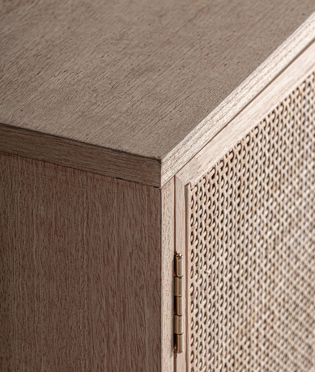 Vista lateral detalle Aparador Weurtz 180 cm Madera de fresno en color marrón claro combinado Kodu Homedesign Slowdeco