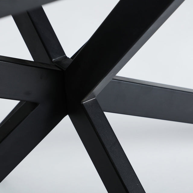 Vista lateral detalle estructura patas Mesa de Comedor Extensible Rectangular Droux 180 - 220 cm con estructura de hierro y tapa en madera DM y cerámica  Kodu Homedesign Slowdeco