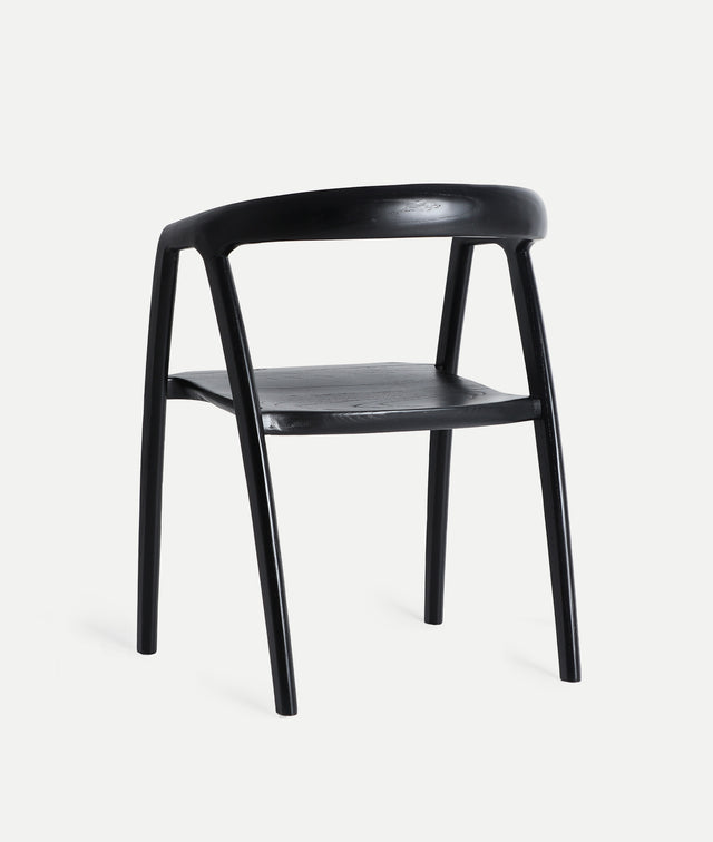 Vista posterior Silla Hasloch en madera de olmo lacada negra Kodu Homedesign Slowdeco