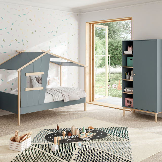 Armario Infantil Esteban 90 Verde Kaki & Pino