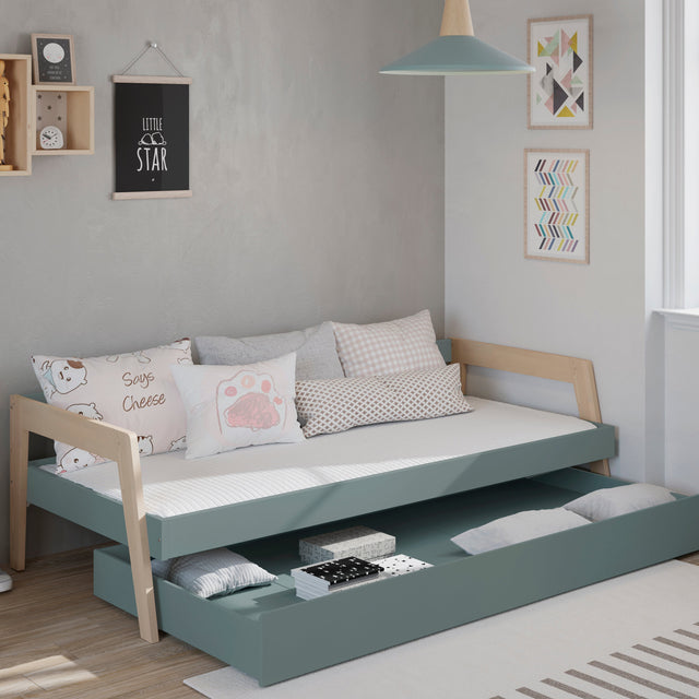 Cama Infantil Doble Carrie 211 Verde Kaki & Pino