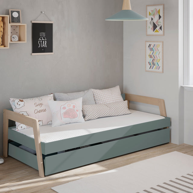 Cama Infantil Doble Carrie 211 Verde Kaki & Pino