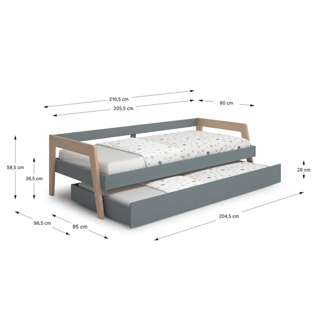 Cama Infantil Doble Carrie 211 Verde Kaki & Pino