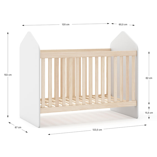 Cuna Infantil Estefanía 124 Blanco & Pino