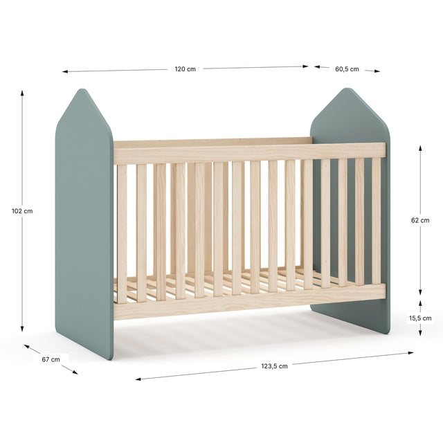 Cuna Infantil Estefanía 124 Verde Kaki & Pino