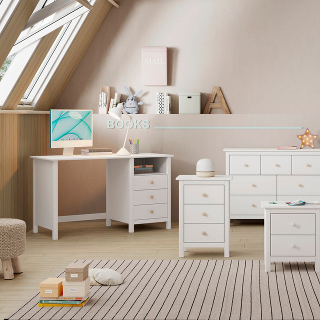 Escritorio Infantil Rectangular Max 120 Blanco & Pino