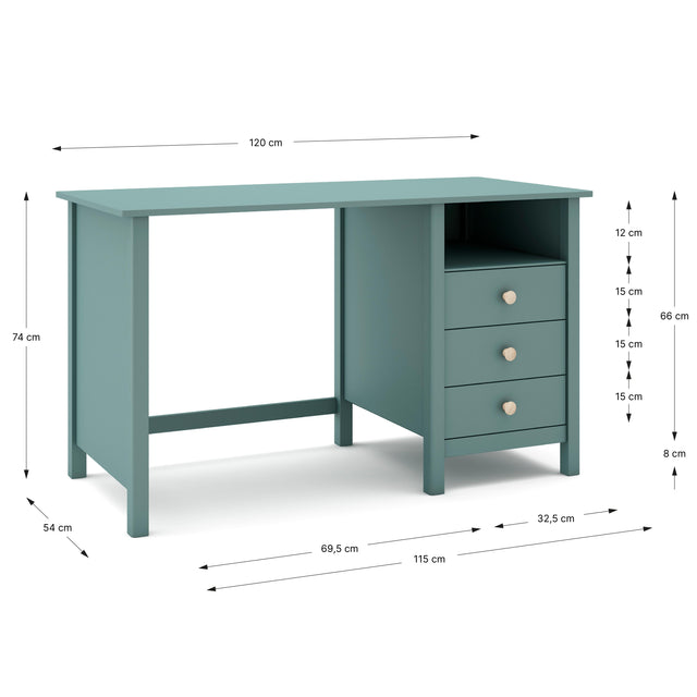 Escritorio Infantil Rectangular Max 120 Verde Kaki & Pino