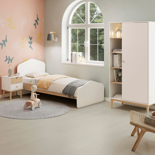 Mesita de Noche Infantil Estefanía 40 Blanco & Pino