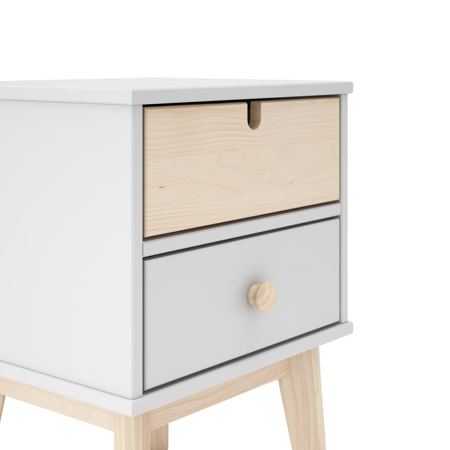 Mesita de Noche Infantil Estefanía 40 Blanco & Pino