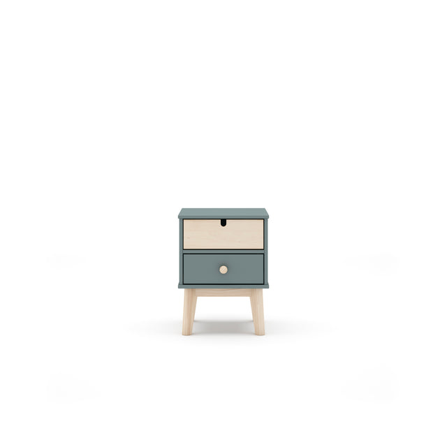 Mesita de Noche Infantil Estefanía 40 Verde Kaki & Pino