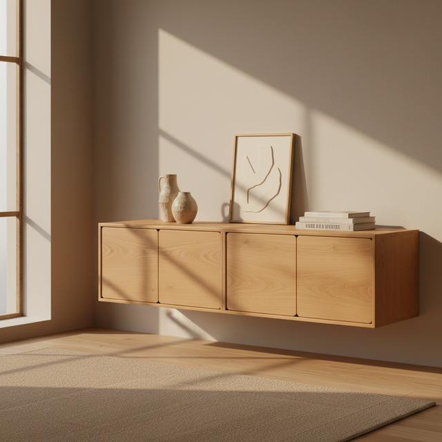 Mueble TV Flotante Penxat 160 Natural - 4 Puertas