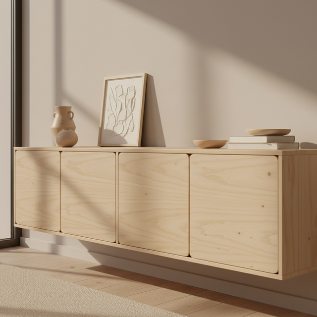 Mueble TV Flotante Penxat 160 Natural - 4 Puertas