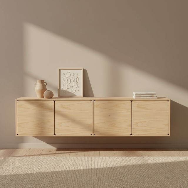 Mueble TV Flotante Penxat 160 Natural - 4 Puertas