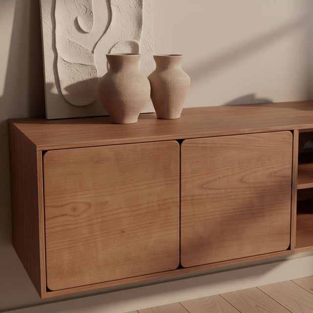 Mueble TV Flotante Penxat 160 Natural - 2 Puertas 1 Balda