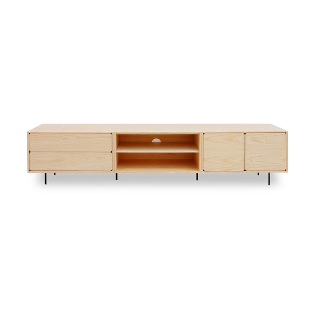 Mueble de TV de 240cm madera natural Natural Nórdico Cajones Extraíbles / Sin Puerta / Puerta Abatible Apoyado sobre patas de acero Slowdeco
