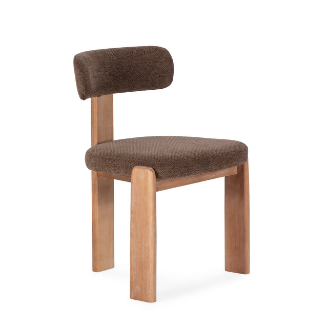 Silla de Comedor Tapizada Nadia Marrón & Roble