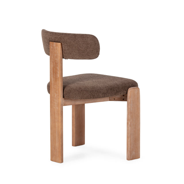 Silla de Comedor Tapizada Nadia Marrón & Roble