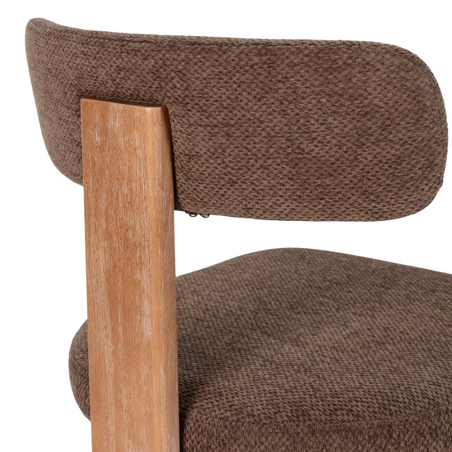 Silla de Comedor Tapizada Nadia Marrón & Roble