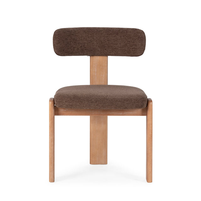 Silla de Comedor Tapizada Nadia Marrón & Roble