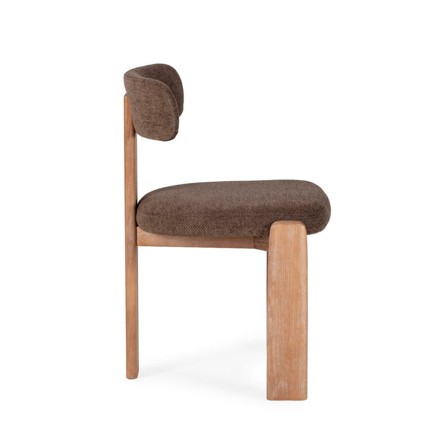 Silla de Comedor Tapizada Nadia Marrón & Roble
