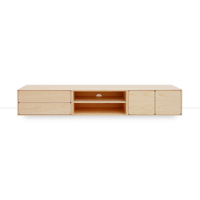 Mueble de TV de 240cm madera natural Natural Nórdico Cajones Extraíbles / Sin Puerta / Puerta Abatible Apoyado a suelo-con niveladores Slowdeco