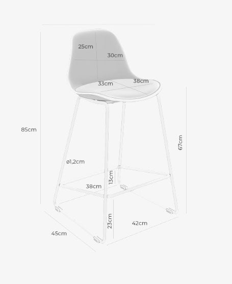 Marc white/black high stool