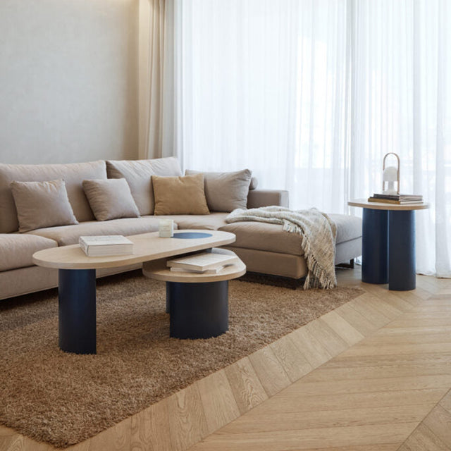 Mesa de Centro Ovalada Nori 95 Fresno & Azul