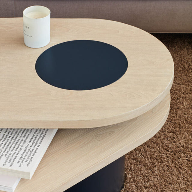 Mesa de Centro Ovalada Nori 95 Fresno & Azul