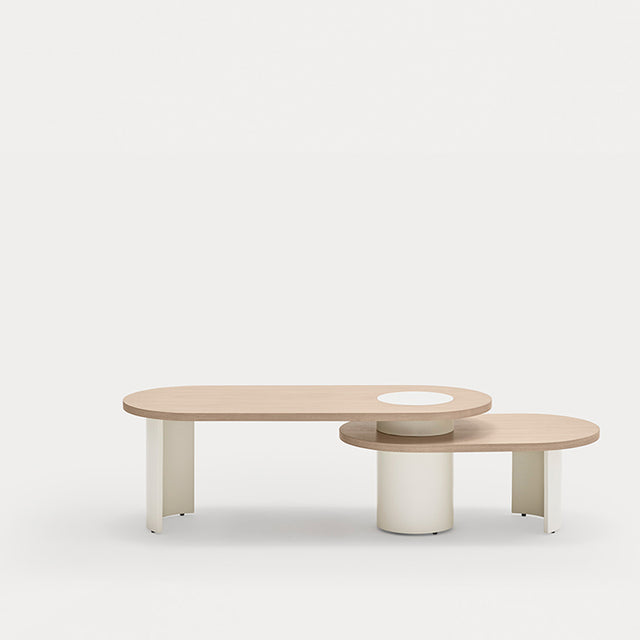 Mesa de Centro Ovalada Nori 95 Fresno & Crema